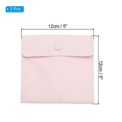 Jewelry Pouch, 2 Pack Soft Velvet Pouches with Snap Button Portable Storage for Rings Necklace