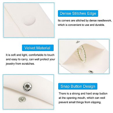 Jewelry Pouch, 2 Pack Soft Velvet Pouches with Snap Button Portable Storage for Rings Necklace