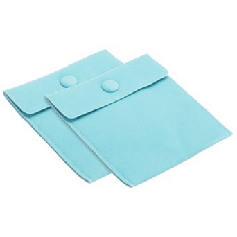 Jewelry Pouch, 2 Pack Soft Velvet Pouches with Snap Button Portable Storage for Rings Necklace