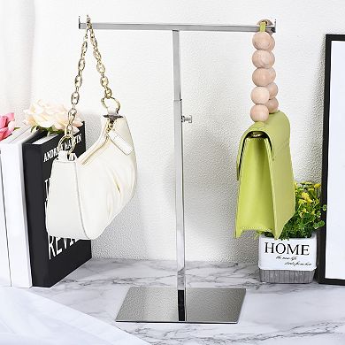 Purse Display Stand T Shaped Metal 2Pcs Adjustable Handbag Rack Double Hook Necklace Organizer