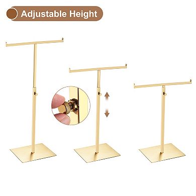 Purse Display Stand T Shaped Metal 2Pcs Adjustable Handbag Rack Double Hook Necklace Organizer
