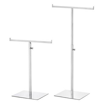 Purse Display Stand T Shaped Metal 2 pc Adjustable Handbag Rack Double Hook Necklace Organizer