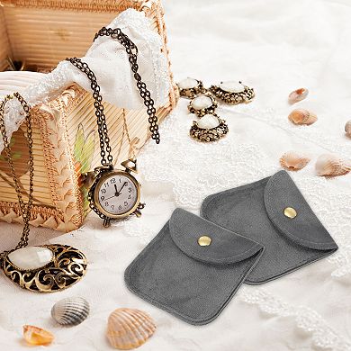 Jewelry Pouch, 20 Pack 3 x 3 Inch Soft Velvet Pouches with Snap Button Portable Storage