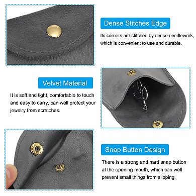 Jewelry Pouch, 20 Pack 3 x 3 Inch Soft Velvet Pouches with Snap Button Portable Storage