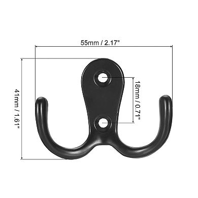 Wall Hooks, 10Pcs Zinc Alloy Double Prong Retro Hook, Hooks for Hanging Towel Backpack Clothes Keys