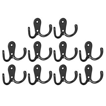 Wall Hooks, 10 pc Zinc Alloy Double Prong Retro Hook, Hooks for Hanging Towel Backpack Clothes Keys