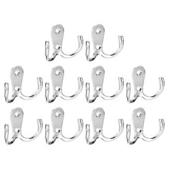 Wall Hooks, 10 pc Zinc Alloy Double Prong Retro Hook, Hooks for Hanging Towel Backpack Clothes Keys