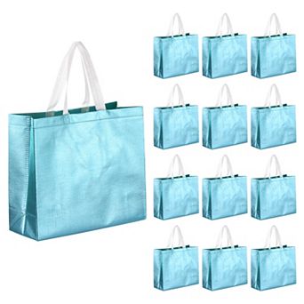 Reusable Gift Bags, Tote Glossy Grocery Shopping Bag with Handles for Parties, Wedding, Pack of 60