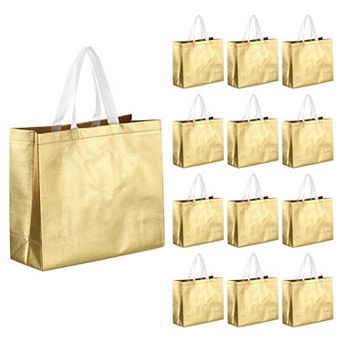 Reusable Gift Bags, Tote Glossy Grocery Shopping Bag with Handles for Parties, Wedding, Pack of 60