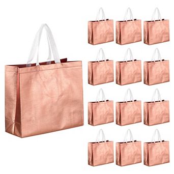 Reusable Gift Bags, Tote Glossy Grocery Shopping Bag with Handles for Parties, Wedding, Pack of 60