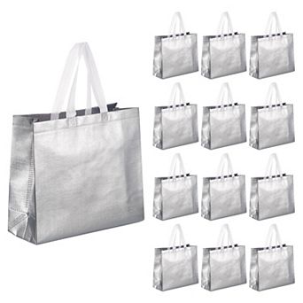 Reusable Gift Bags, Tote Glossy Grocery Shopping Bag with Handles for Parties, Wedding, Pack of 60