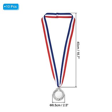 Blank Award Medals, 10 Pack Award Medals with Neck Ribbon, Make Your Medals Kit, Winner Medal
