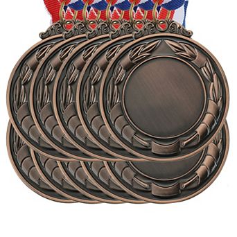 Blank Award Medals, 10 Pack Award Medals with Neck Ribbon, Make Your Medals Kit, Winner Medal