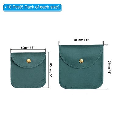 Jewelry Pouch, 10 Pack Soft Velvet Pouches with Snap Button Portable Storag 3x3", 4x4"