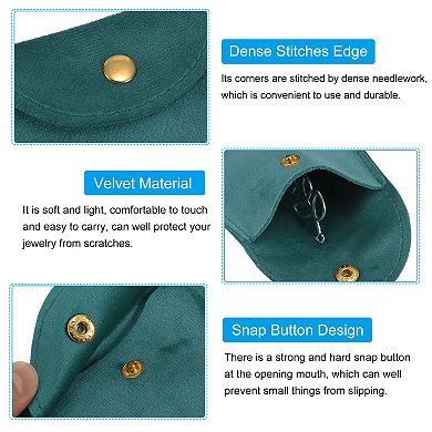 Jewelry Pouch, 10 Pack Soft Velvet Pouches with Snap Button Portable Storag 3x3", 4x4"