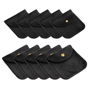 Jewelry Pouch, 10 Pack Soft Velvet Pouches with Snap Button Portable Storag 3x3", 4x4"