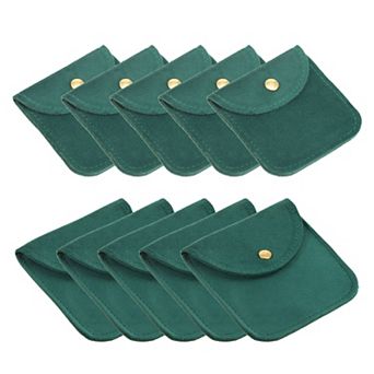 Jewelry Pouch, 10 Pack Soft Velvet Pouches with Snap Button Portable Storag 3x3", 4x4"