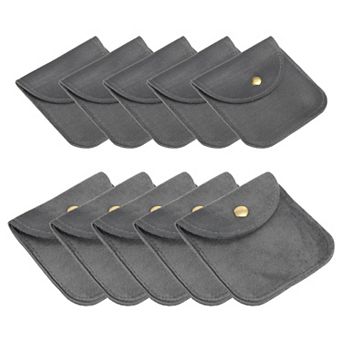 Jewelry Pouch, 10 Pack Soft Velvet Pouches with Snap Button Portable Storag 3x3", 4x4"