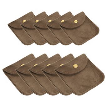 Jewelry Pouch, 10 Pack Soft Velvet Pouches with Snap Button Portable Storag 3x3", 4x4"