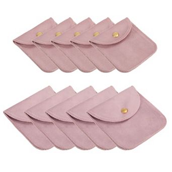 Jewelry Pouch, 10 Pack Soft Velvet Pouches with Snap Button Portable Storag 3x3", 4x4"