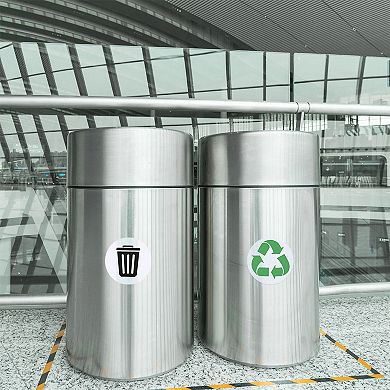 Trash Can Stickers Signs, 12 Pack 5 Inch Recycle Trash Sticker Bin Labels Self-Adhesive Decals