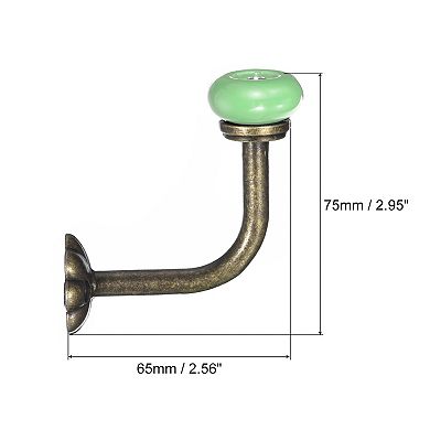 Wall Hooks, 2Pcs Zinc Alloy Single Prong Ceramic Handle Clothes Hook, Bronze Hooks for Hanging Towel