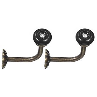 Wall Hooks, 2 pc Zinc Alloy Single Prong Ceramic Handle Clothes Hook, Bronze Hooks for Hanging Towel
