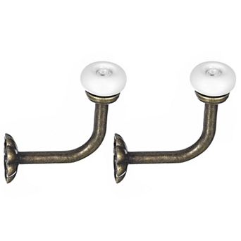 Wall Hooks, 2 pc Zinc Alloy Single Prong Ceramic Handle Clothes Hook, Bronze Hooks for Hanging Towel