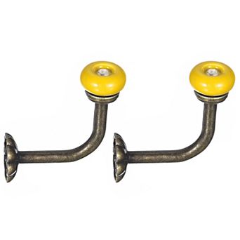 Wall Hooks, 2 pc Zinc Alloy Single Prong Ceramic Handle Clothes Hook, Bronze Hooks for Hanging Towel