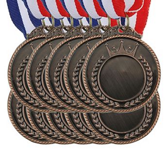 Blank Award Medals, 10 Pack Award Medals with Neck Ribbon, Make Your Medals Kit, Winner Medals Prize