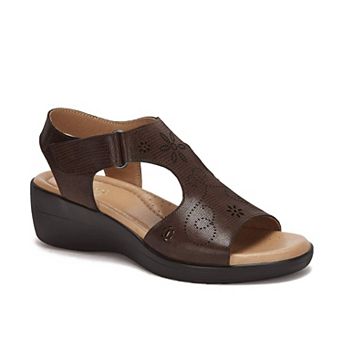 Andrea Leather Wedge Sandals With Plush Footbed 54598