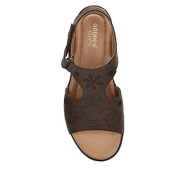 Andrea Leather Wedge Sandals With Plush Footbed 54598