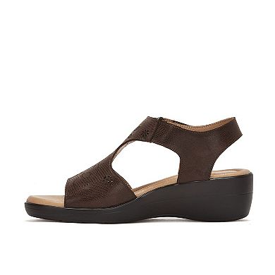 Andrea Leather Wedge Sandals With Plush Footbed 54598