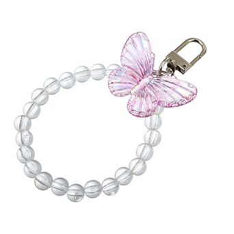 Key Chain Bracelet Wristlet, Beaded Key Ring Bracelet Keys Holder with Butterfly Pendant