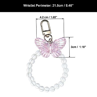 Key Chain Bracelet Wristlet, Beaded Key Ring Bracelet Keys Holder with Butterfly Pendant