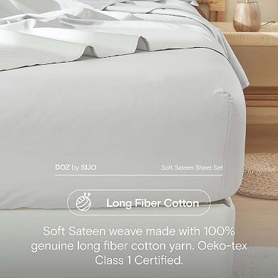 DOZ Long Staple Cotton Sheet Set, Soft Sateen Weave, Smooth, Breathable, Cooling, Durable