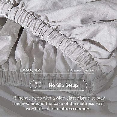 DOZ Long Staple Cotton Sheet Set, Soft Sateen Weave, Smooth, Breathable, Cooling, Durable