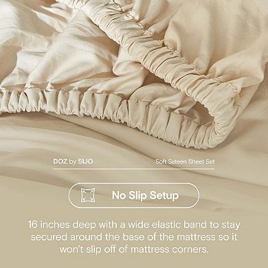 DOZ Long Staple Cotton Sheet Set, Soft Sateen Weave, Smooth, Breathable, Cooling, Durable