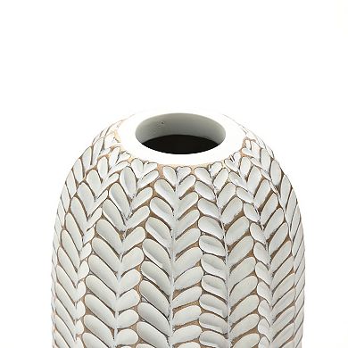 LuxenHome Modern Geometric Pattern Polyresin 17.3-Inch Tall Cylinder Vase