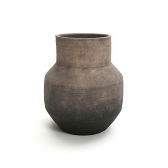 LuxenHome Brown Ombre Terracotta 10.4-Inch Round Vase