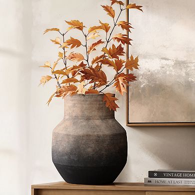 LuxenHome Brown Ombre Terracotta 10.4-Inch Round Vase