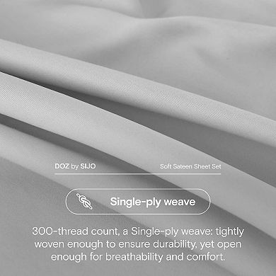 DOZ Long Staple Cotton Pillowcase Set, Soft Sateen Weave, Smooth, Breathable, Cooling