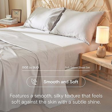 DOZ Long Staple Cotton Pillowcase Set, Soft Sateen Weave, Smooth, Breathable, Cooling