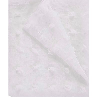 Dainty Home Cut Flower Linen Textured Shower Curtain with 3D Cotton-Like Puffs