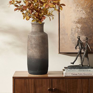 LuxenHome Brown Ombre Terracotta Narrow 15 Inch Tall Vase