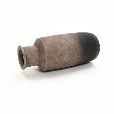 LuxenHome Brown Ombre Terracotta Narrow 15 Inch Tall Vase