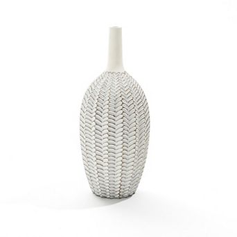 LuxenHome Modern Geometric Pattern Polyresin 23.5-Inch Tall Trumpet Vase