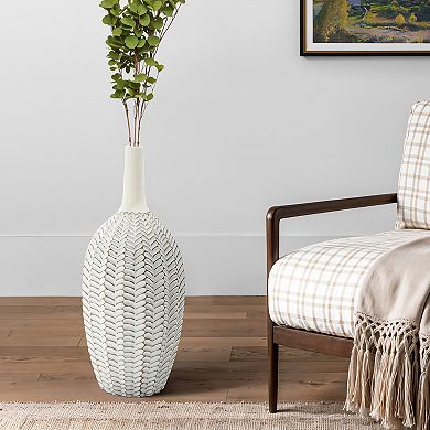 LuxenHome Modern Geometric Pattern Polyresin 23.5-Inch Tall Trumpet Vase