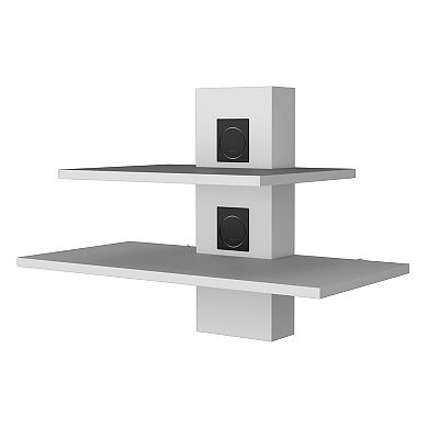 23.66 Inch Modern Floating Wall Shelf with Double Power Outlets and Sleek Design