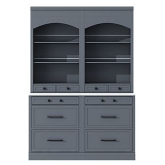 Merax Modern High Kitchen Pantry, Freestanding Tall Kitchen Hutch with Faux Marble Top